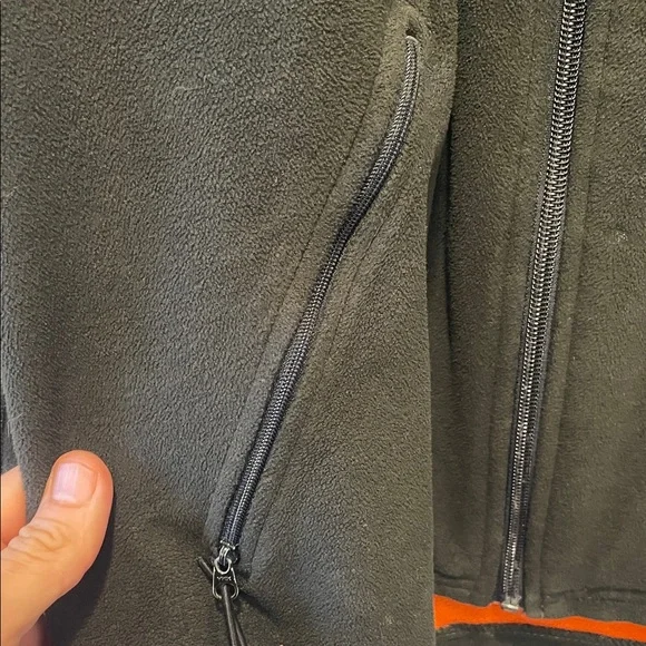 Vintage Burton Men's Black and Orange Light Weight Zip-Up Jacket - Mens Large